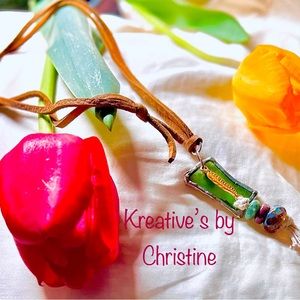 Handmade Beach Glass Necklace With Silver framing